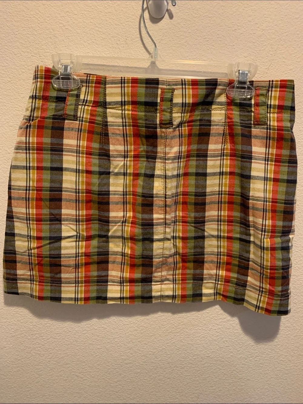 J. Crew 2000’s Madras Multicolor Plaid Button-Front Mini Skirt Preppy Y2K Size 6